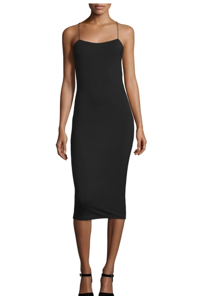 black strappy midi dress